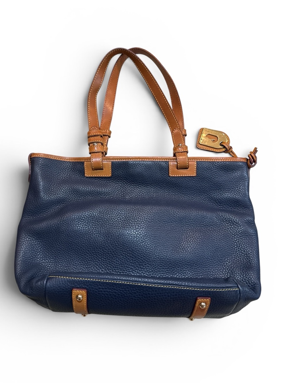 Dooney & Bourke Dillen Pebble Leather Double Pocket Convertible Shopper Navy - Picture 2 of 14